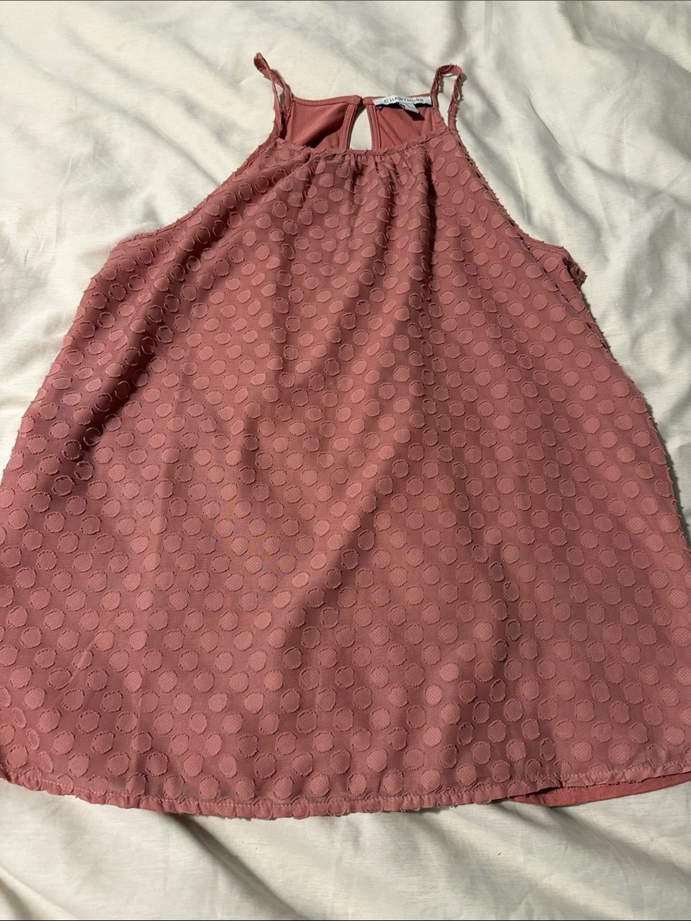 41 Hawthorn Mauve Dot Textured Halter Tank